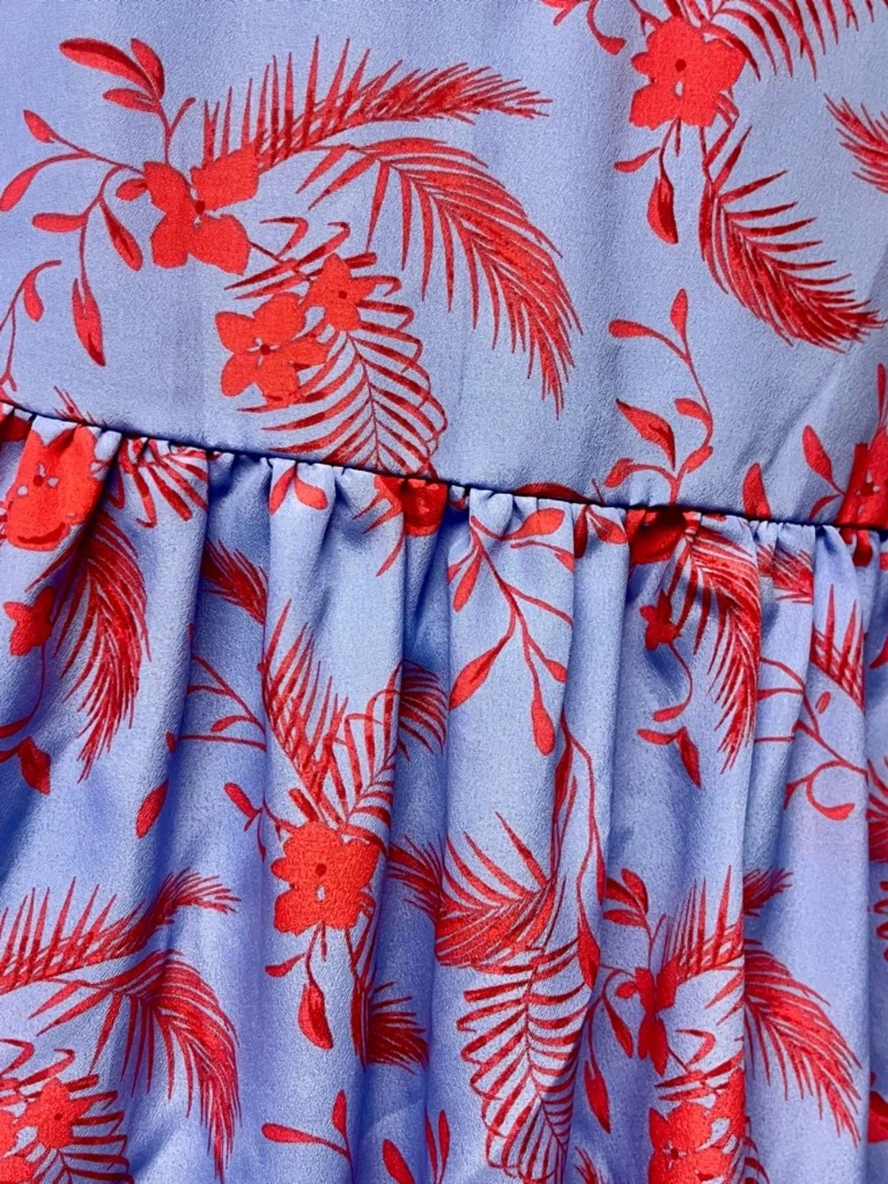 Likely Juno Lavender Tiered Ruffled Midi Dress w Bright Red Floral Design - Picture 6 of 10